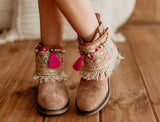 Cubrebotas de estampado rosa tribal