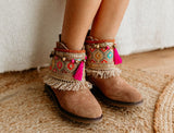 Cubrebotas de estampado rosa tribal