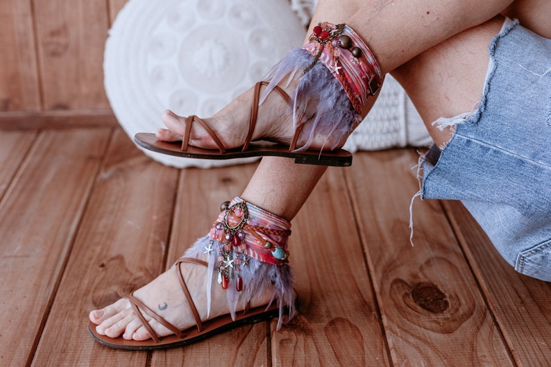 Ladies Beaded Ethnic Sandal Ankle Cuff Wraps