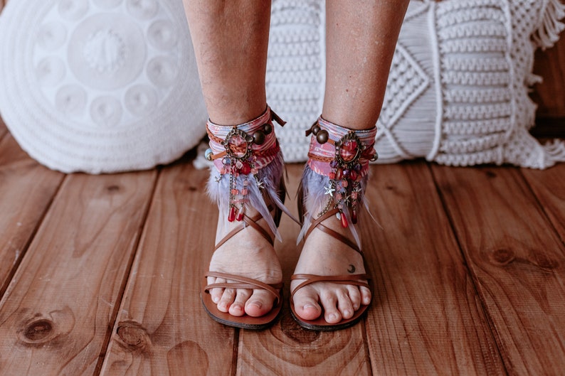 Ladies Beaded Ethnic Sandal Ankle Cuff Wraps