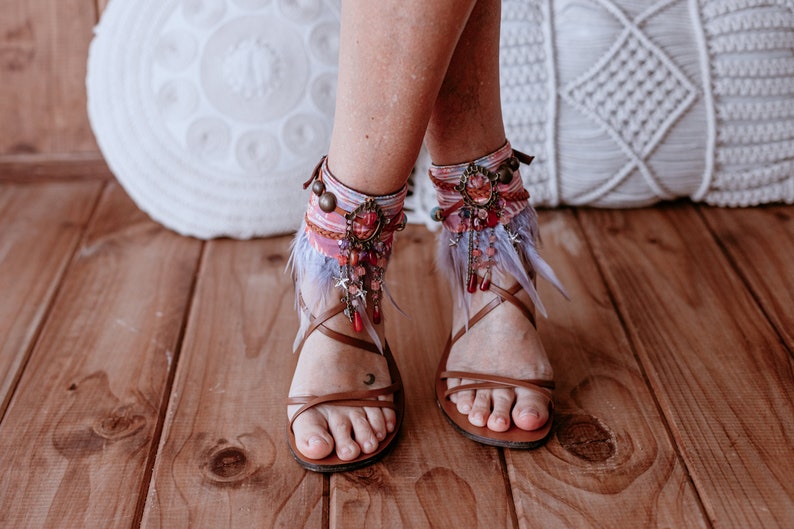 Ladies Beaded Ethnic Sandal Ankle Cuff Wraps