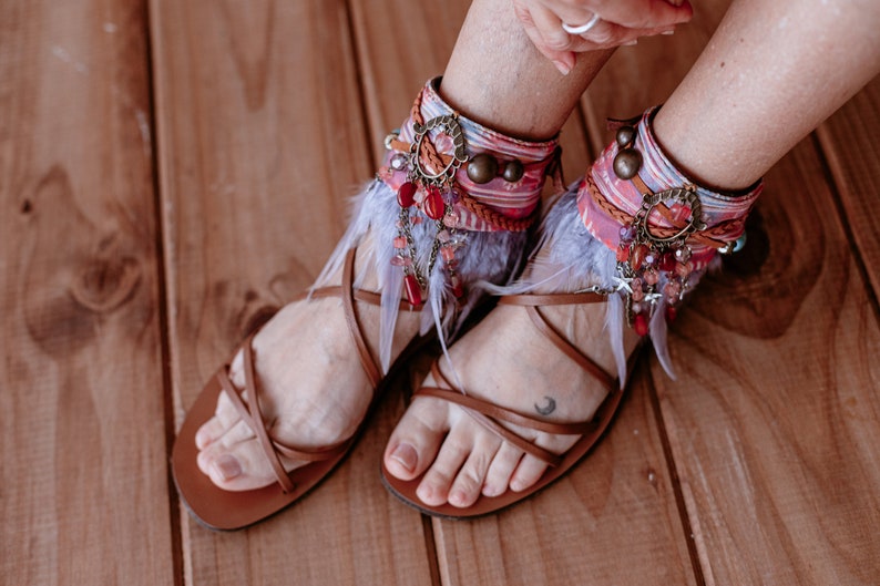 Ladies Beaded Ethnic Sandal Ankle Cuff Wraps