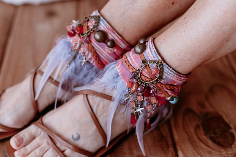 Ladies Beaded Ethnic Sandal Ankle Cuff Wraps