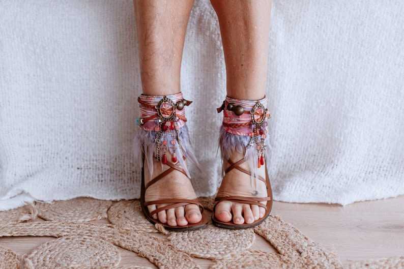 Ladies Beaded Ethnic Sandal Ankle Cuff Wraps