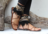 Embellished Ethnic Summer Sandal Covers with Fringe