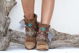 Bohemian Feather Boot Wrap Cuffs