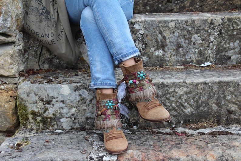 Bohemian Feather Boot Wrap Cuffs