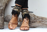 Embellished Ethnic Summer Sandal Covers with Fringe