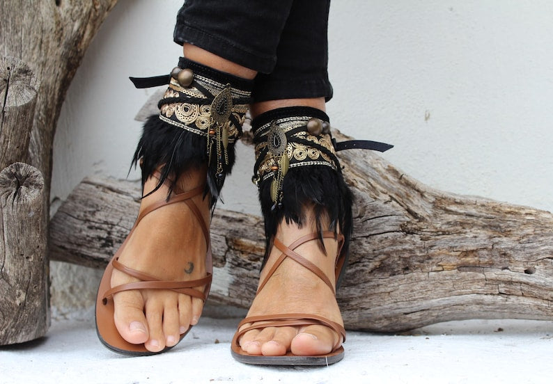 Embellished Ethnic Summer Sandal Covers with Fringe