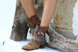 Bohemian Feather Boot Wrap Cuffs