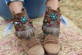 Bohemian Feather Boot Wrap Cuffs